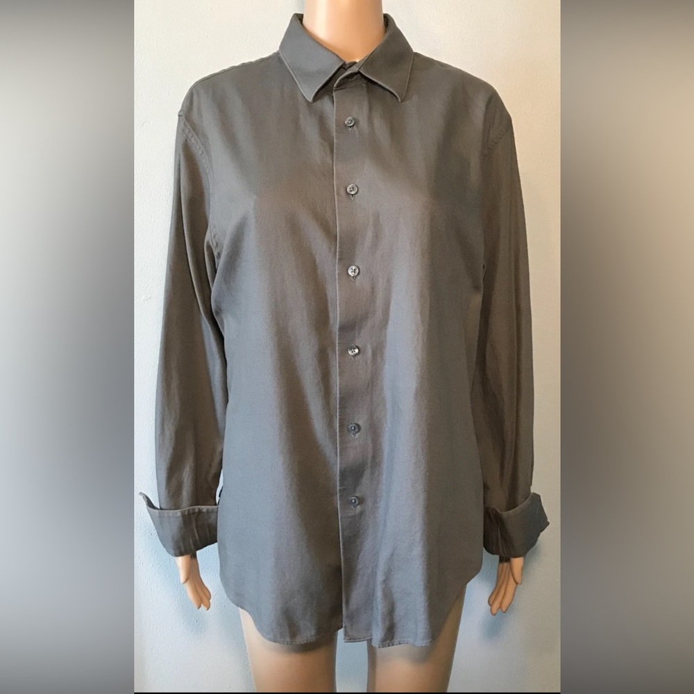 Apt 9 Men's Shirt Size M Gray Button Down Long Sleeve Collared 100% Cotton